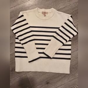 Black and White Striped Crewneck Sweater